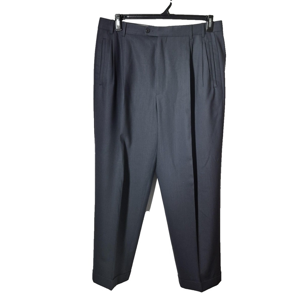 Zanella for‎ Nordstrom Wool Dress Pants Mens 35T Gray Jesse Pleated Cuffed Italy